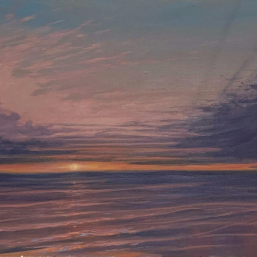 Secret Swim oil on canvas painting of a sunset in Tobago by Shannon Hutchinson Secret Swim oil on canvas painting of a sunset in Tobago by Shannon Hutchinson