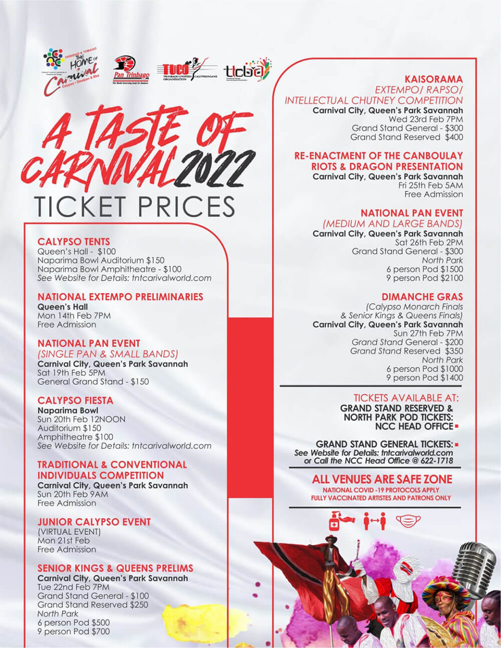Taste of Carnival 2022 - National Carnival Commission - Trinidad and Tobago Carnival Event Ticket Prices