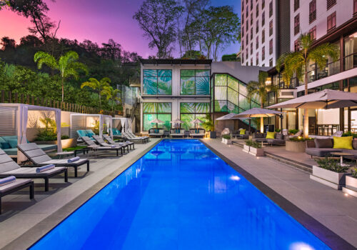 Pool in the Evening at The BRIX Autograph Collection - Hotel in Port of Spain, Trinidad Pool in the Evening at The BRIX Autograph Collection - Hotel in Port of Spain, Trinidad