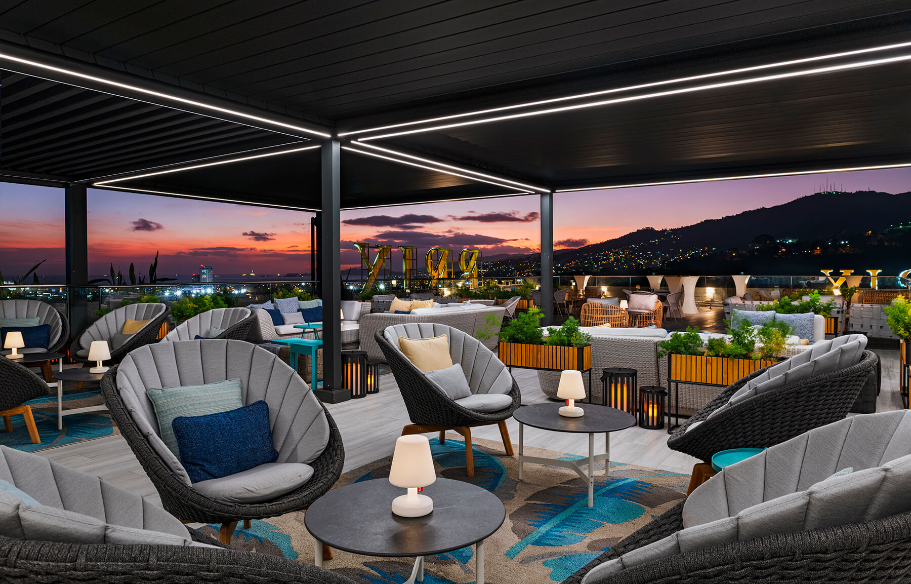 Sugar High Rooftop Bar Seating at The BRIX Autograph Collection - Hotel in Port of Spain, Trinidad
