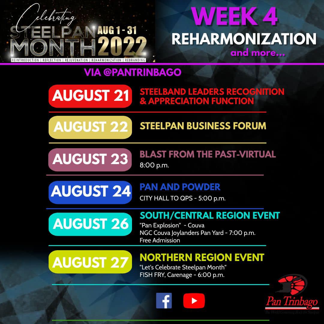 National Steelpan Month 2022 - Trinidad and Tobago - Pan Trinbago Activities and Celebrations - Week Four