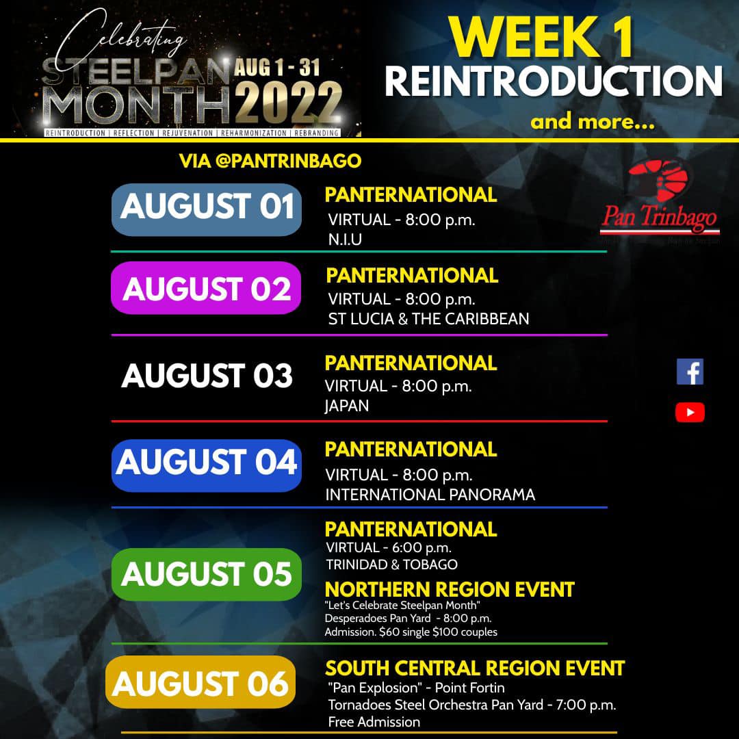 National Steelpan Month 2022 - Trinidad and Tobago - Pan Trinbago Activities and Celebrations - Week One