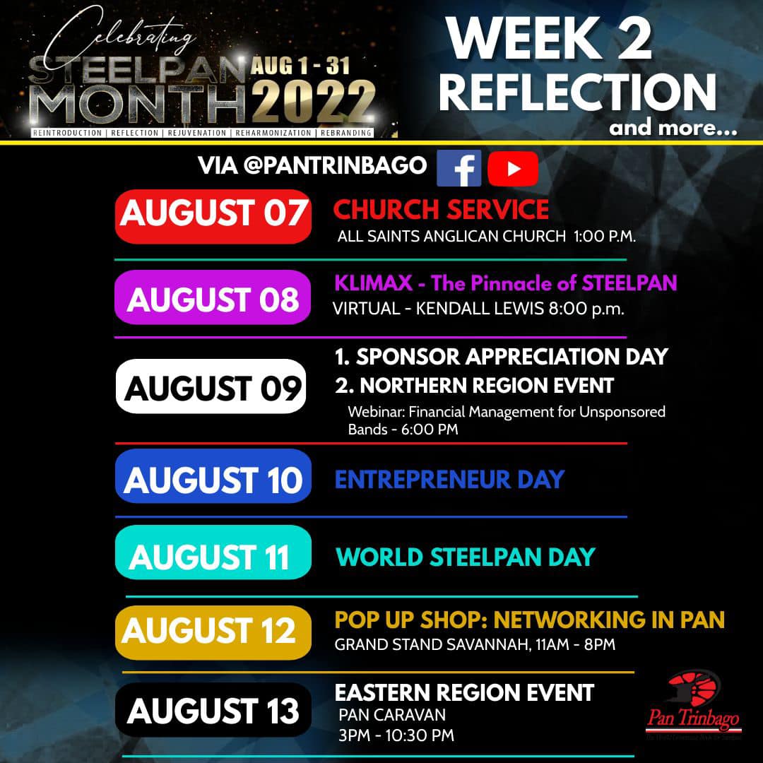 National Steelpan Month 2022 - Trinidad and Tobago - Pan Trinbago Activities and Celebrations - Week Two