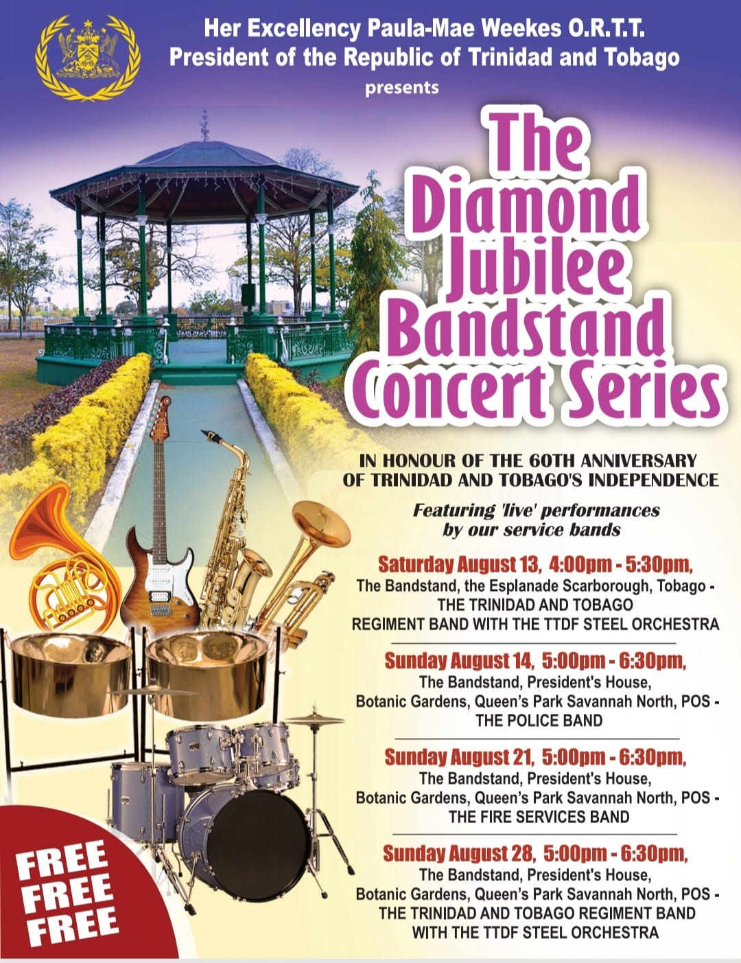 National Steelpan Month 2022 - Trinidad and Tobago - The Diamond Jubilee Bandstand Concert Series