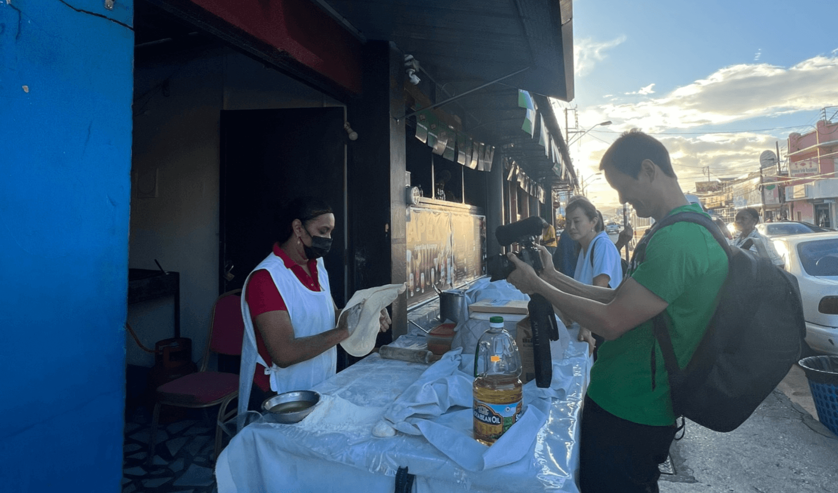 Mark Wiens in St James at Kanhai’s Roti in Trinidad and Tobago