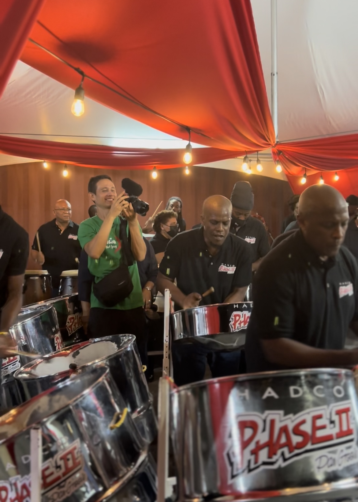 Mark Wiens in Trinidad at a panyard lime at Phase II Pan Groove in Woodbrook