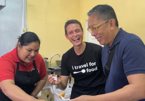 Mark Wiens in Trinidad with Chef Ben Quan Kep from Quan Keps Pork Shed in Couva and Tony Chow (Chinese Laundry) in Trinidad